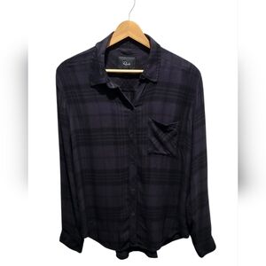 Rails Hunter Plaid Button Up Shirt In Onyx Jet Small